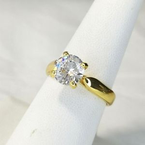 1.5CT Diamonelle diamond Cz solitaire 14k gold engagement  cocktail ring